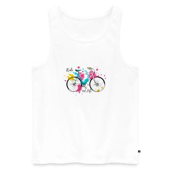 Ride the Art of Life Vibrant Watercolor Bicycle - Men's Premium Organic Tank Top - white - Front - Michal (187cm)