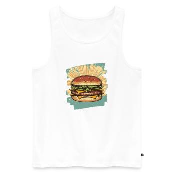 Burger Retro - Männer Premium Bio Tank Top - Weiß - Vorne - AI Model Male 178 light (178cm)
