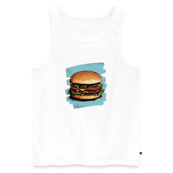 Burger Retro - Männer Premium Bio Tank Top - Weiß - Vorne - AI Model Male 178 light (178cm)