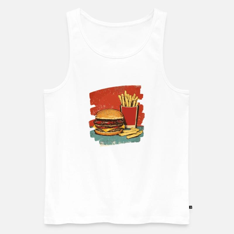 Burger und Fritten Retro - Männer Premium Bio Tank Top - Weiß