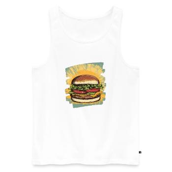 Burger Retro - Männer Premium Bio Tank Top - Weiß - Vorne - AI Model Male 178 light (178cm)