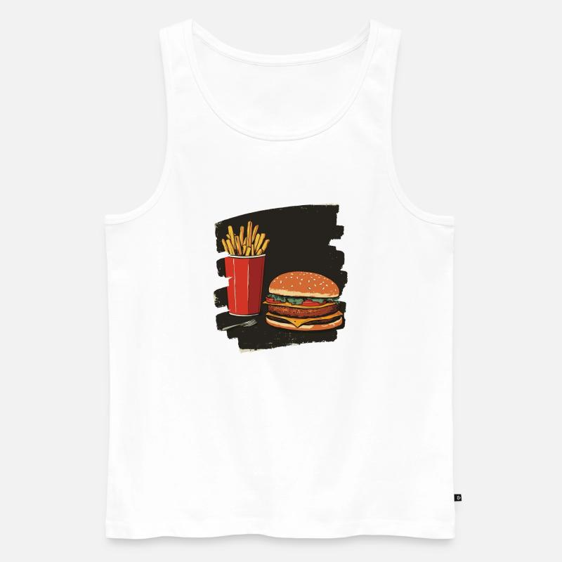 Burger und Fritten Retro - Männer Premium Bio Tank Top - Weiß