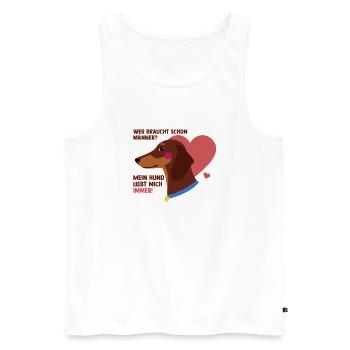 Mein Hund liebt mich - Männer Premium Bio Tank Top - Weiß - Vorne - Michal (187cm)