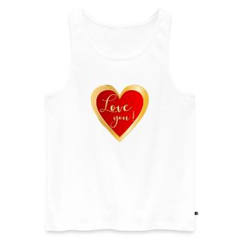 Ich liebe dich Herz - Männer Premium Bio Tank Top - Weiß - Vorne - Michal (187cm)