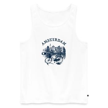 Amsterdam Cycling - Männer Premium Bio Tank Top - Weiß - Vorne - Michal (187cm)