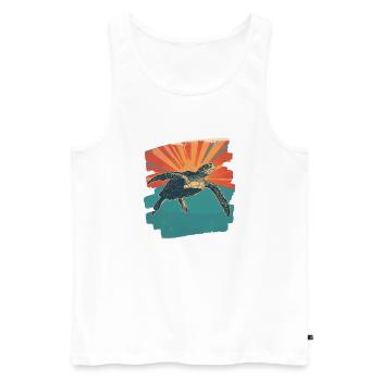 Sea Turtle Retro - Men's Premium Organic Tank Top - white - Front - Michal (187cm)