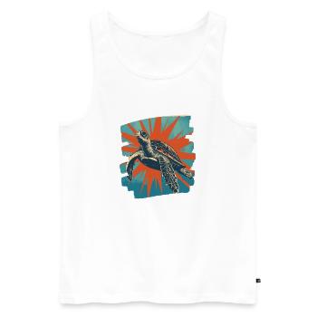 Sea Turtle Retro - Men's Premium Organic Tank Top - white - Front - Michal (187cm)
