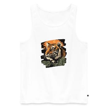 Tiger Retro - Männer Premium Bio Tank Top - Weiß - Vorne - AI Model Male 178 light (178cm)