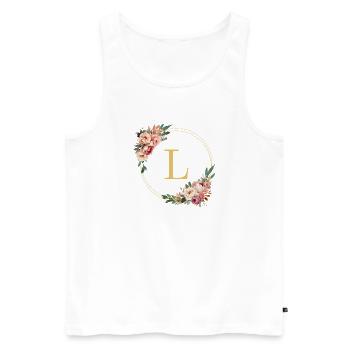 L Monogramm, Blumen-Kranz, personalisierbar - Männer Premium Bio Tank Top - Weiß - Vorne - AI Model Male 178 light (178cm)
