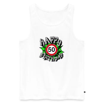 50. Geburtstag , Happy Birthday 50 (25) - Männer Premium Bio Tank Top - Weiß - Vorne - Michal (187cm)