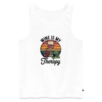 Wine Is My Therapy Wine Glass Outfit for - Men's Premium Organic Tank Top - white - Front - Michal (187cm)