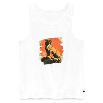 Lion de montagne Rétro - Débardeur bio Premium Homme - blanc - Devant - AI Model Male 178 light (178cm)