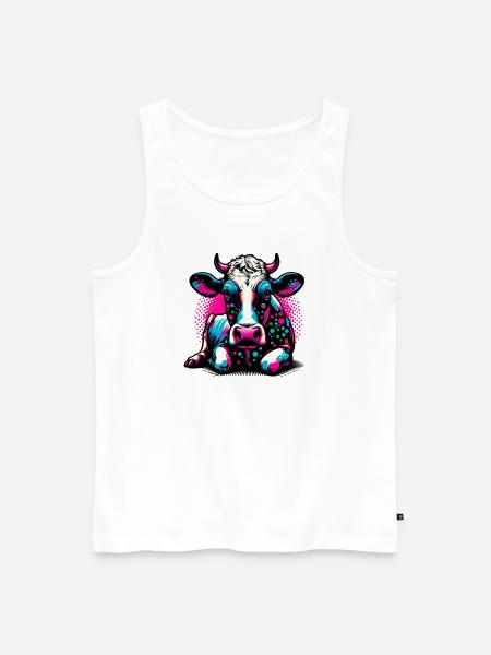 Cow - Men's Premium Organic Tank Top - white
