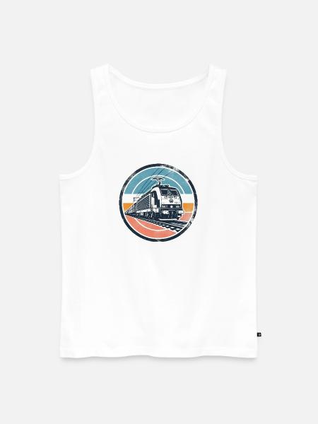E-Lok mit Güterzug - Männer Premium Bio Tank Top - Weiß