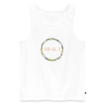 Team Braut ! Blumenkranz Personalisierbar - Männer Premium Bio Tank Top - Weiß - Vorne - Michal (187cm)