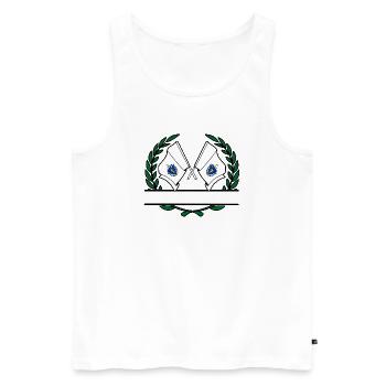 Drapeaux USA Massachusetts couronne de laurier bannière - Débardeur bio Premium Homme - blanc - Devant - Michal (187cm)
