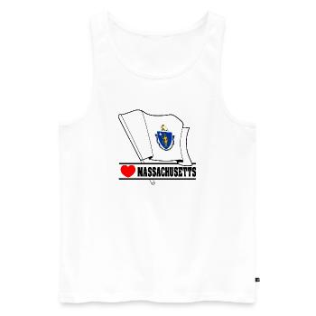 Flag Massachusetts heart MASSACHUSETTS - Men's Premium Organic Tank Top - white - Front - AI Model Male 178 light (178cm)