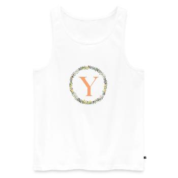 Y Monogramm, Blumen-Kranz, personalisierbar - Männer Premium Bio Tank Top - Weiß - Vorne - Michal (187cm)