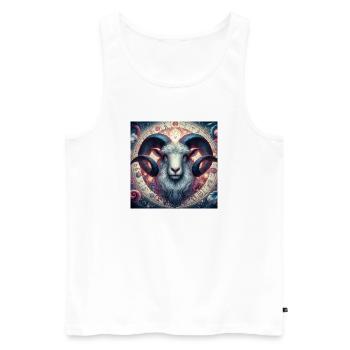 WIDDER \ Sternzeichen - Männer Premium Bio Tank Top - Weiß - Vorne - AI Model Male 178 light (178cm)