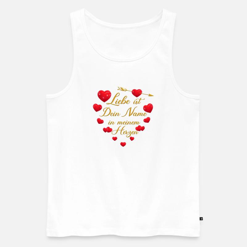 Romantisches Herz-Design - Liebe ist dein Name - Männer Premium Bio Tank Top - Weiß