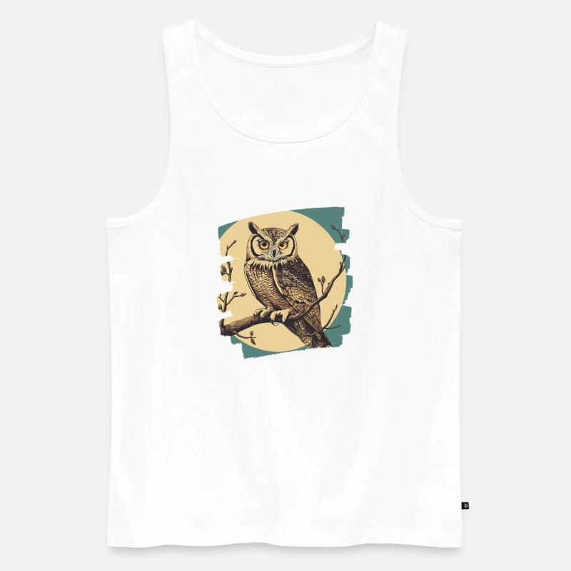 Eule Retro - Männer Premium Bio Tank Top - Weiß