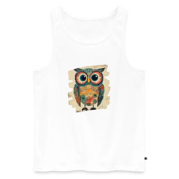 Eule - Männer Premium Bio Tank Top - Weiß - Vorne - Michal (187cm)