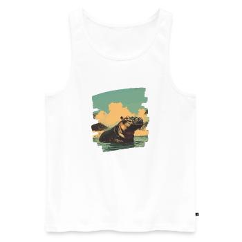 Nilpferd Retro - Männer Premium Bio Tank Top - Weiß - Vorne - AI Model Male 178 light (178cm)