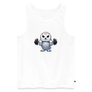 hibou harfang des neiges entraînement entraînement physique - Débardeur bio Premium Homme - blanc - Devant - Michal (187cm)