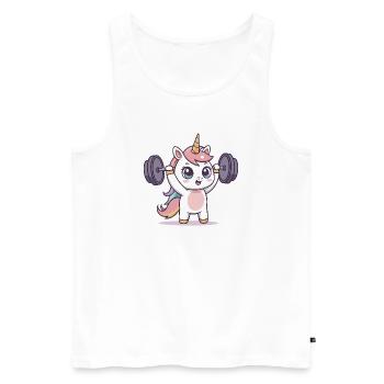 Athlète licorne en formation - Débardeur bio Premium Homme - blanc - Devant - AI Model Male 178 light (178cm)