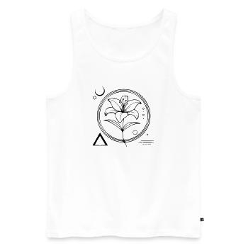 Florale Geometrie – Die Lilie als Symbol - Männer Premium Bio Tank Top - Weiß - Vorne - Michal (187cm)