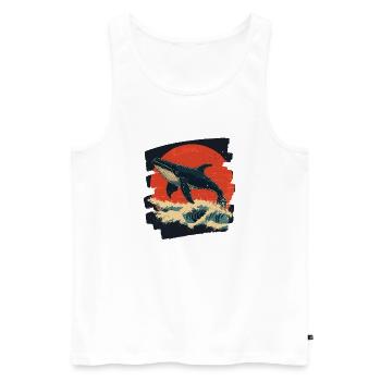 Whale Retro - Men's Premium Organic Tank Top - white - Front - Michal (187cm)