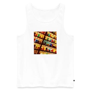 Bright colored bottles - Men's Premium Organic Tank Top - white - Front - AI Model Male 178 light (178cm)