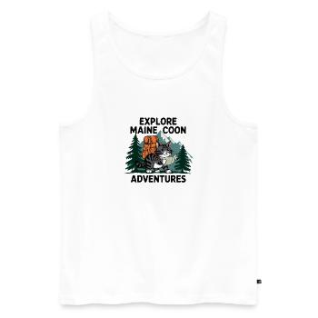 Explorer Maine Coon Adventure Imprimer - Débardeur bio Premium Homme - blanc - Devant - Michal (187cm)