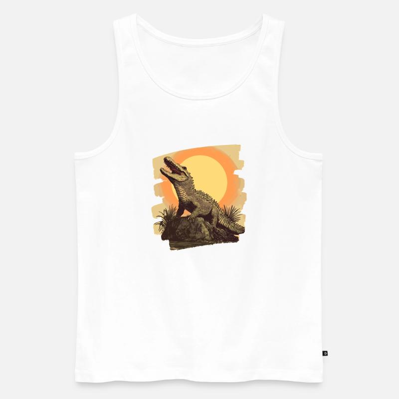 Krokodil Retro - Männer Premium Bio Tank Top - Weiß