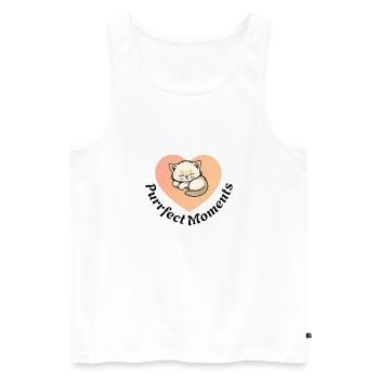 Purrfect Moments Katzenherz Motiv - Männer Premium Bio Tank Top - Weiß - Vorne - Michal (187cm)