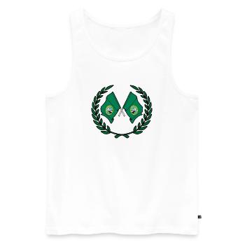 États-Unis Drapeaux de Washington en couronne de laurier - Débardeur bio Premium Homme - blanc - Devant - Michal (187cm)