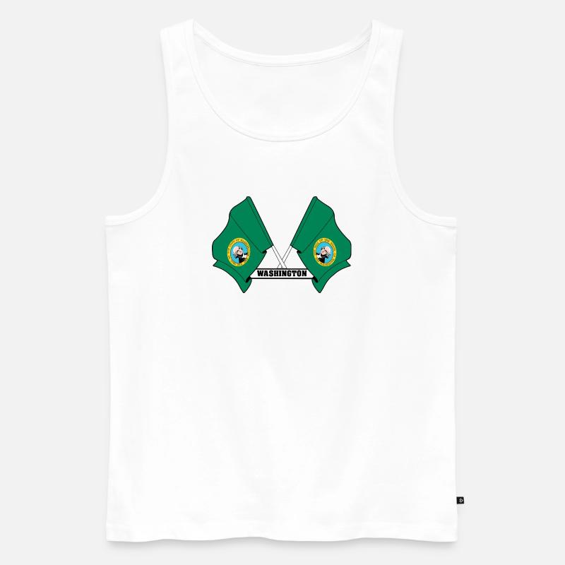 Zwei Flaggen mit dem Text WASHINGTON - Männer Premium Bio Tank Top - Weiß