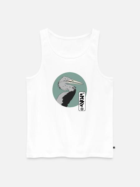 Grauer Kranich im Manga-Style - Männer Premium Bio Tank Top - Weiß
