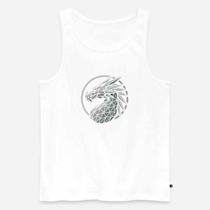 Blaue Polygone Drachenkopf - Männer Premium Bio Tank Top - Weiß