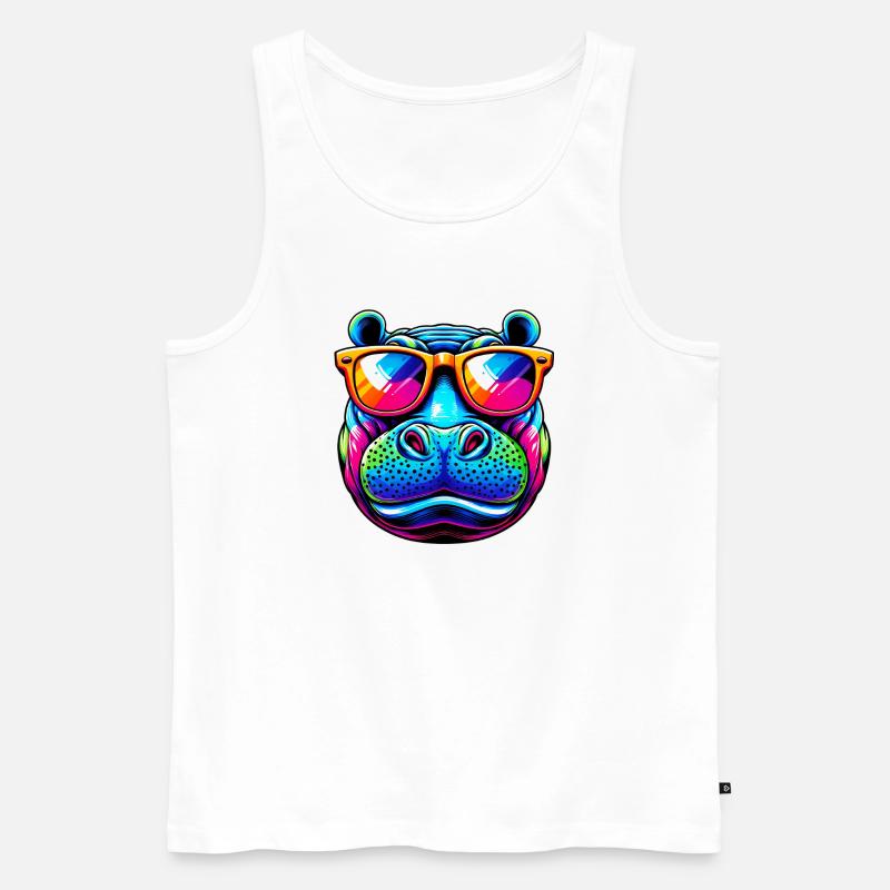 Nilpferd - Männer Premium Bio Tank Top - Weiß