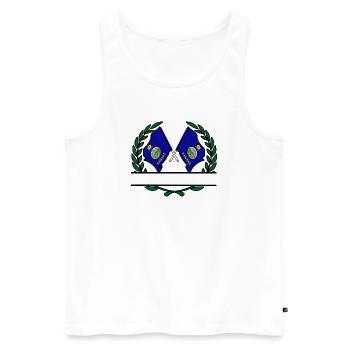 Drapeaux USA Kansas couronne de laurier bannière - Débardeur bio Premium Homme - blanc - Devant - Michal (187cm)