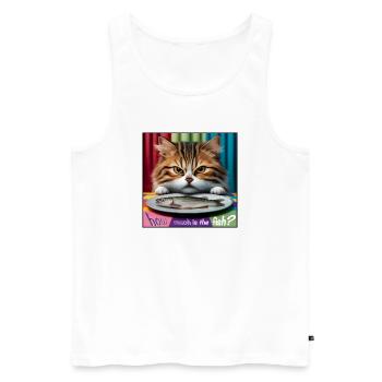 how much is the fish katze - Männer Premium Bio Tank Top - Weiß - Vorne - Michal (187cm)