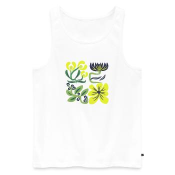 Neon Gelbe Blüten Muster - Männer Premium Bio Tank Top - Weiß - Vorne - AI Model Male 178 light (178cm)