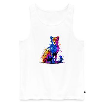 Cheetah - Men's Premium Organic Tank Top - white - Front - Michal (187cm)