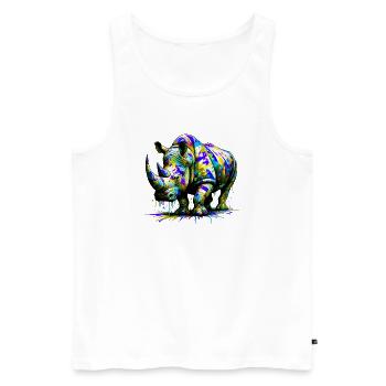 Rhinoceros - Men's Premium Organic Tank Top - white - Front - Michal (187cm)