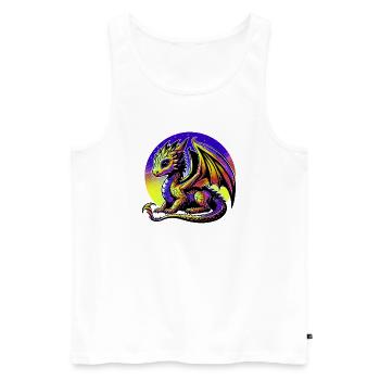 Dragon - Men's Premium Organic Tank Top - white - Front - Michal (187cm)