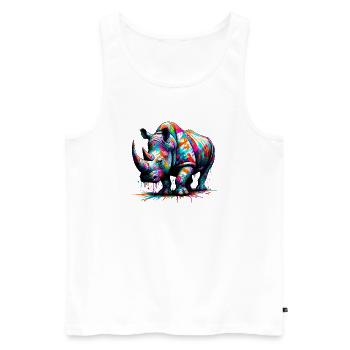 Rhinoceros - Men's Premium Organic Tank Top - white - Front - Michal (187cm)