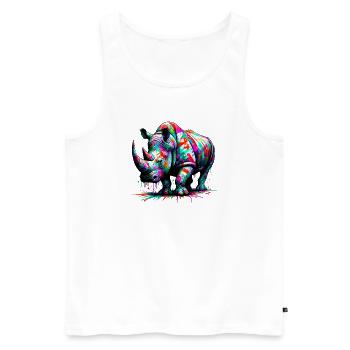 Rhinoceros - Men's Premium Organic Tank Top - white - Front - Michal (187cm)