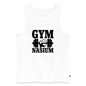 GYM Nasium - Workout - Männer Premium Bio Tank Top - Weiß - Vorne - Michal (187cm)