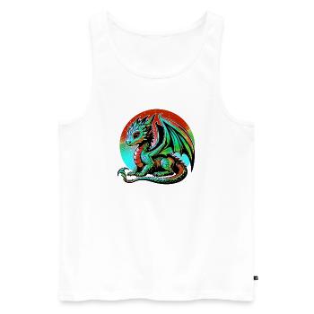Dragon - Men's Premium Organic Tank Top - white - Front - Michal (187cm)